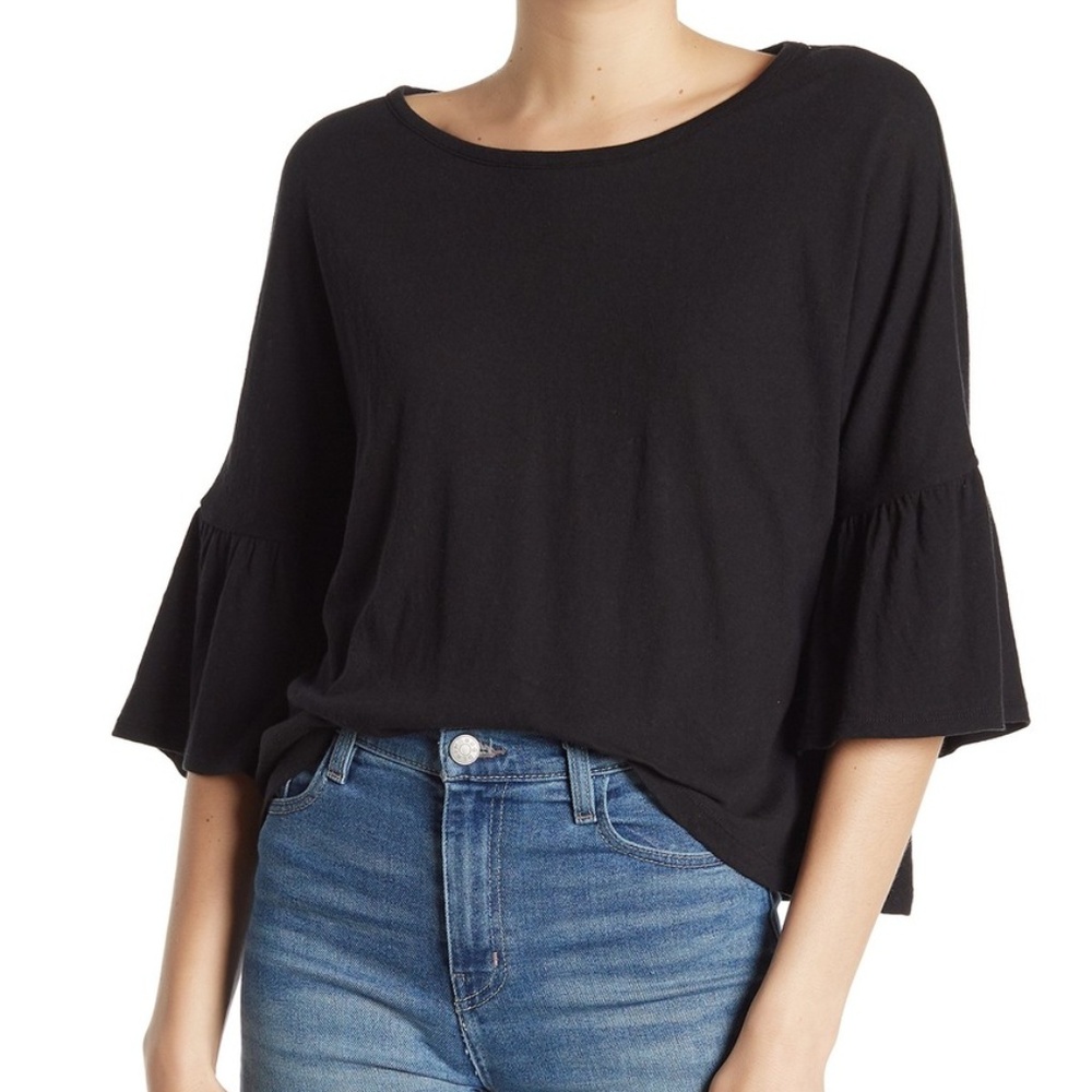 Madewell Black Ruffle-Sleeve Top